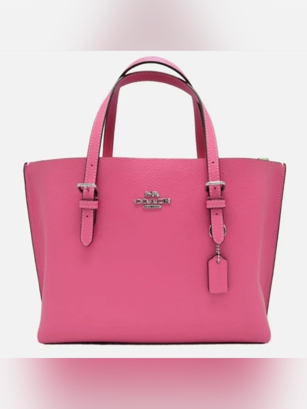 Coach Hot Pink Leather Tote with Top Handles